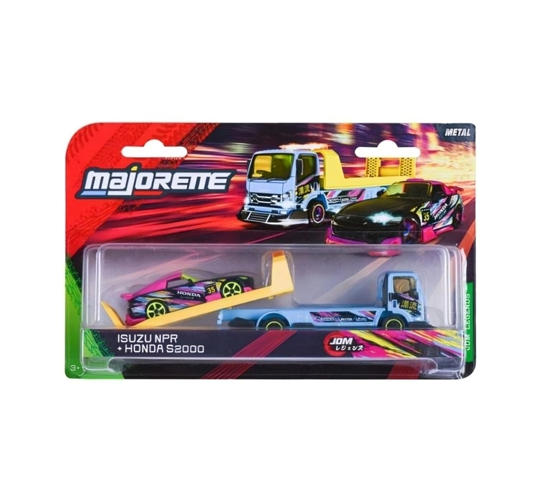 Majorette JDM Legends Tuning Transporter Scale 1:64 - Isuzu NPR + Honda S2000
