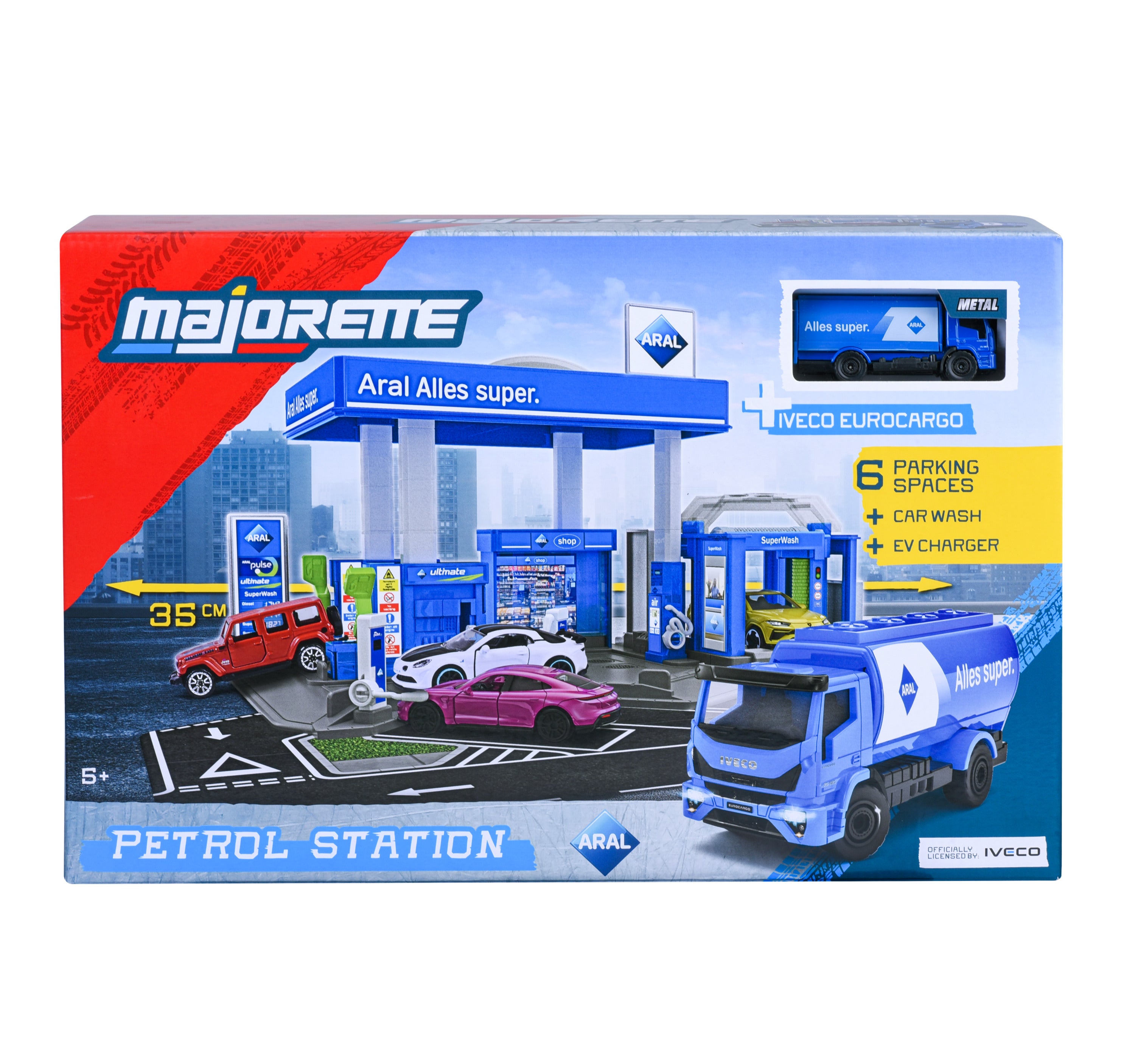 Majorette Petrol Station Aral Playset + Vehicle - Scale 1:64