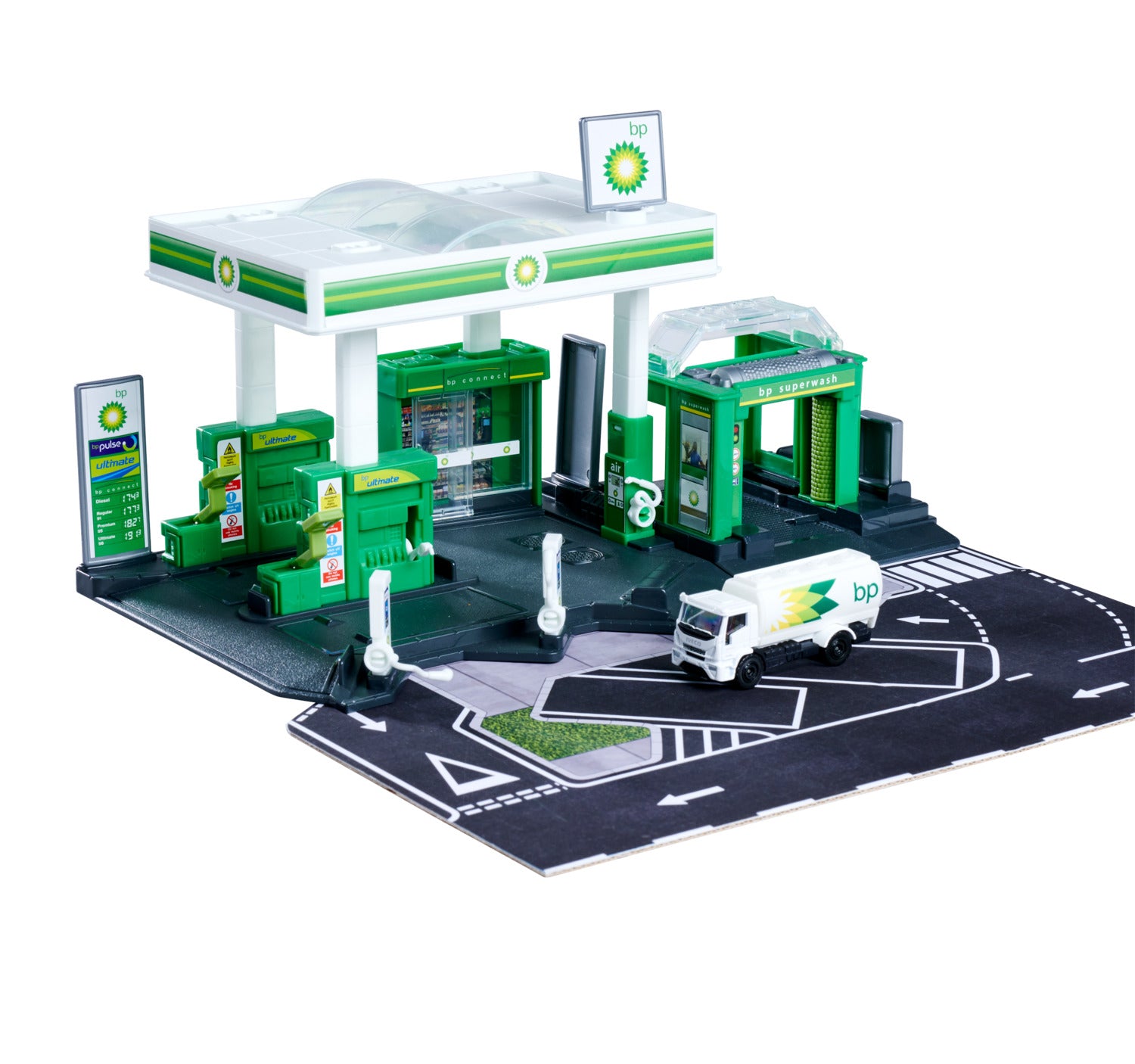 Majorette Petrol Station BP Playset + Vehicle - Scale 1:64